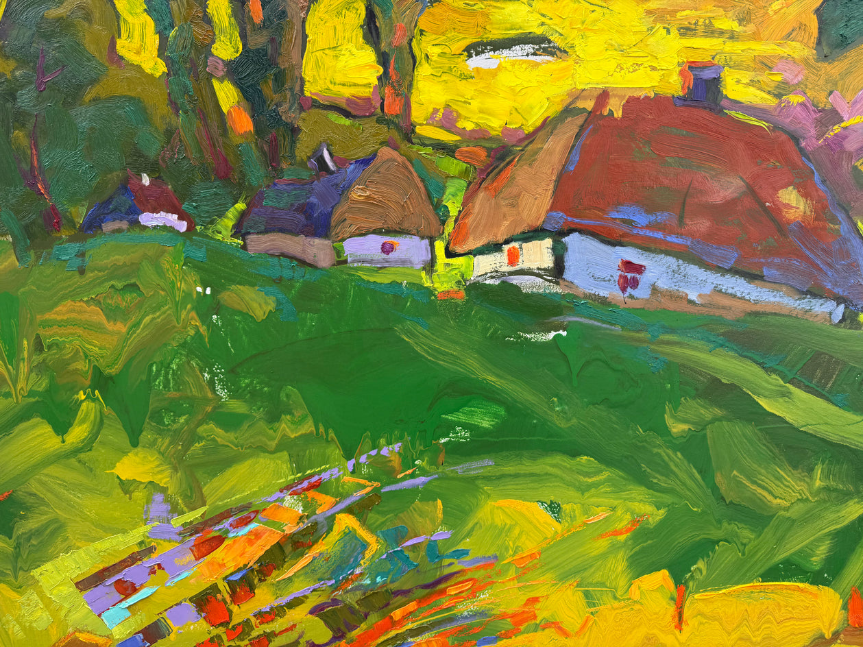 Warm Evening. Summer in the Village by Oleksiy Ivanyuk |  Closeup View of Artwork 