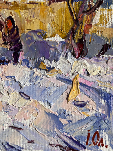 Winter Day in the Village by Oleksiy Ivanyuk |   Closeup View of Artwork 