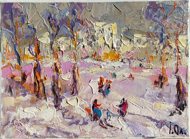 oil painting by Oleksiy Ivanyuk titled Winter Day