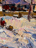 Original art for sale at UGallery.com | Winter Evening by Oleksiy Ivanyuk | $575 | oil painting | 5.9' h x 7.87' w | thumbnail 4