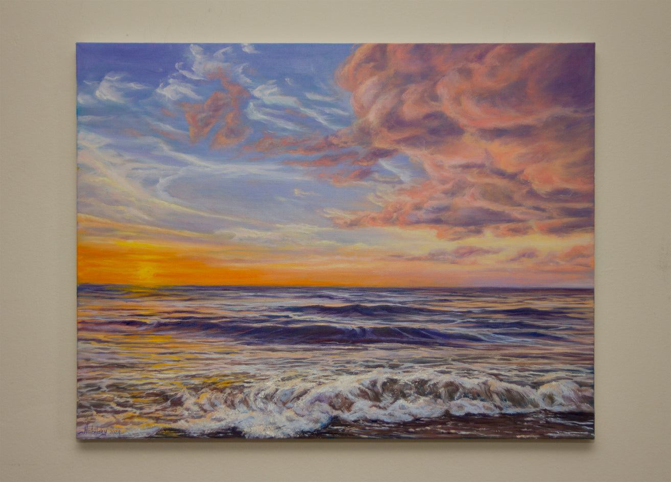 Gentle Sunrise by Olena Nabilsky |  Side View of Artwork 