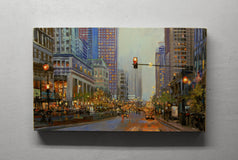 Original art for sale at UGallery.com | All Red Lights by Onelio Marrero | $850 | oil painting | 12' h x 20' w | thumbnail 3