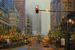 Original art for sale at UGallery.com | All Red Lights by Onelio Marrero | $850 | oil painting | 12' h x 20' w | thumbnail 4