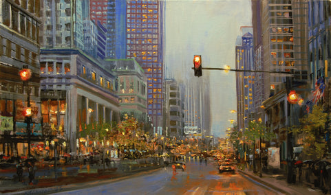 oil painting by Onelio Marrero titled All Red Lights