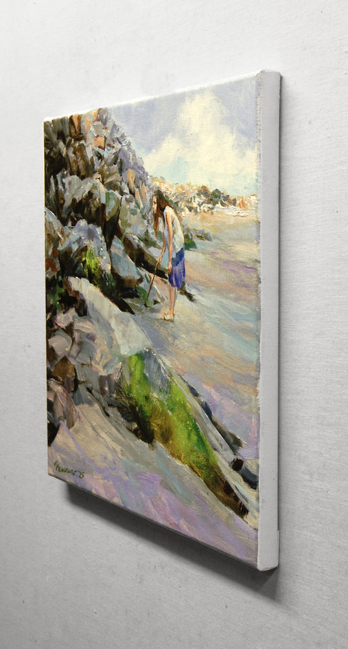 Along the Sea Wall by Onelio Marrero |  Side View of Artwork 