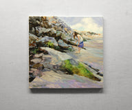 Original art for sale at UGallery.com | Along the Sea Wall by Onelio Marrero | $625 | oil painting | 12' h x 12' w | thumbnail 3