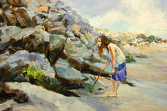 Original art for sale at UGallery.com | Along the Sea Wall by Onelio Marrero | $625 | oil painting | 12' h x 12' w | thumbnail 4