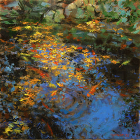 oil painting by Onelio Marrero titled Autumn Koi