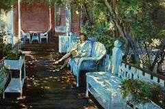 Original art for sale at UGallery.com | Bed and Breakfast Porch by Onelio Marrero | $1,150 | oil painting | 18' h x 24' w | thumbnail 4