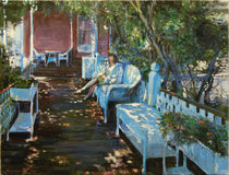 Original art for sale at UGallery.com | Bed and Breakfast Porch by Onelio Marrero | $1,150 | oil painting | 18' h x 24' w | thumbnail 1