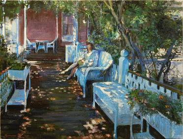 oil painting by Onelio Marrero titled Bed and Breakfast Porch