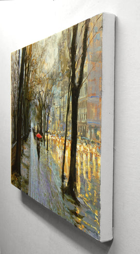 Central Park East Rain by Onelio Marrero |  Side View of Artwork 