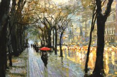 Original art for sale at UGallery.com | Central Park East Rain by Onelio Marrero | $1,150 | oil painting | 18' h x 24' w | thumbnail 4