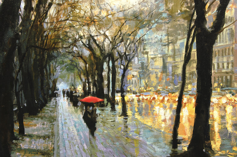 Central Park East Rain by Onelio Marrero |   Closeup View of Artwork 