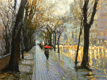 Original art for sale at UGallery.com | Central Park East Rain by Onelio Marrero | $1,150 | oil painting | 18' h x 24' w | thumbnail 1