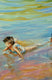 Original art for sale at UGallery.com | Children at Low Tide by Onelio Marrero | $600 | oil painting | 14' h x 11' w | thumbnail 4