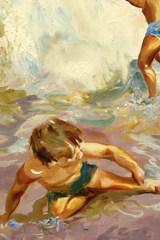 Children in the Rollers by Onelio Marrero |  Closeup View of Artwork 