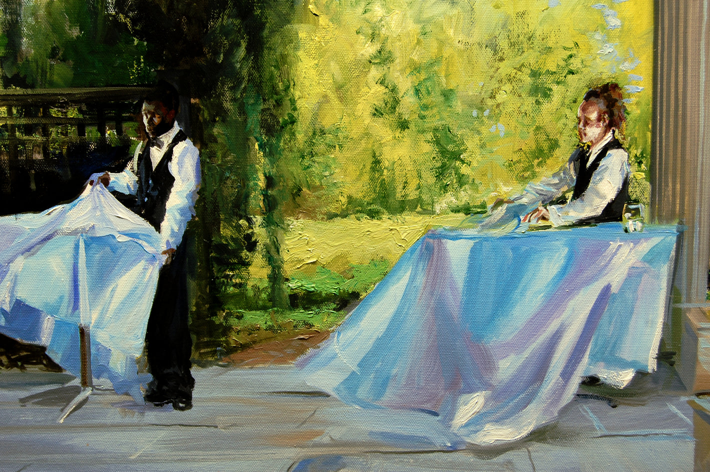 Cocktail Hour Preparations by Onelio Marrero |  Closeup View of Artwork 