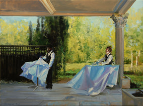 Original art for sale at UGallery.com | Cocktail Hour Preparations by Onelio Marrero | $1,150 | oil painting | 18' h x 24' w