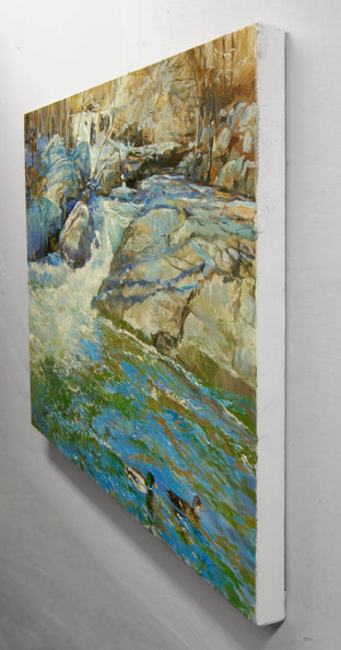 Ducks near the Chute in Boonton by Onelio Marrero |  Side View of Artwork 
