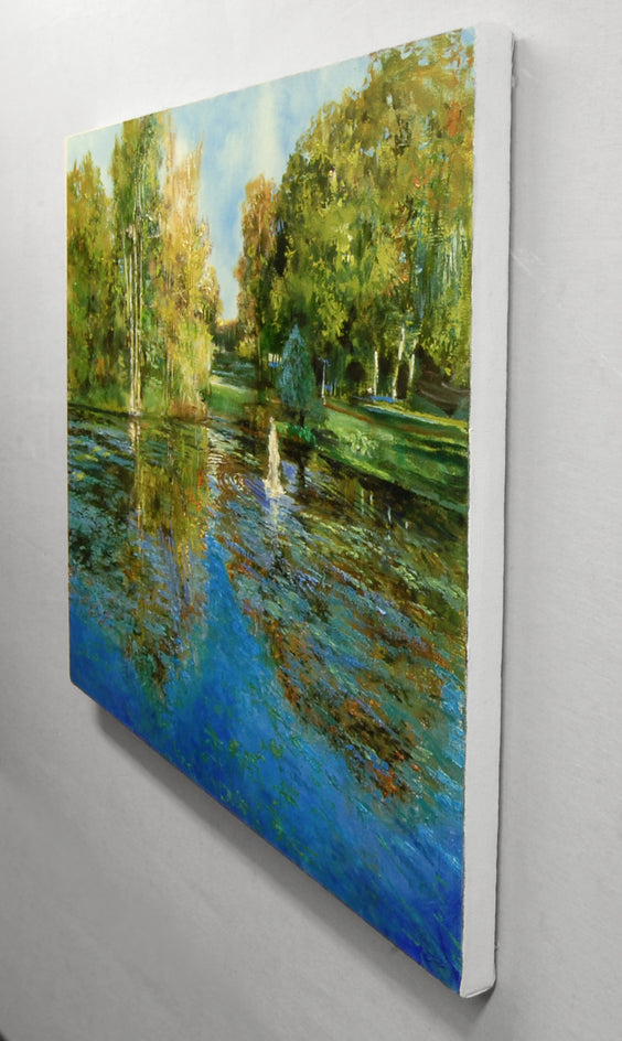 Early Morning at the Irish National Stud Farm by Onelio Marrero |  Side View of Artwork 