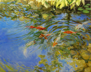 oil painting by Onelio Marrero titled Ephemeral Koi