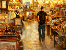 Original art for sale at UGallery.com | Finds and Replicas by Onelio Marrero | $725 | oil painting | 12' h x 16' w | thumbnail 1