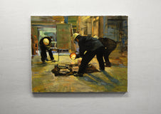 Original art for sale at UGallery.com | First Pour by Onelio Marrero | $1,025 | oil painting | 16' h x 20' w | thumbnail 3