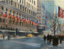 Original art for sale at UGallery.com | Flags Along the Avenue by Onelio Marrero | $1,150 | oil painting | 18' h x 24' w | thumbnail 1