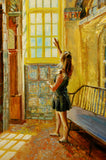 Original art for sale at UGallery.com | Fonthill Castle Docent by Onelio Marrero | $575 | oil painting | 12' h x 9' w | thumbnail 4