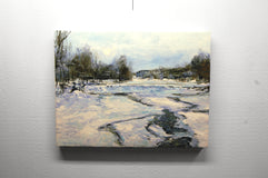 Original art for sale at UGallery.com | Frozen Weir on the Rockaway River by Onelio Marrero | $1,150 | oil painting | 18' h x 24' w | thumbnail 3