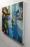 Original art for sale at UGallery.com | Hustle, Bustle, and Rain by Onelio Marrero | $1,225 | oil painting | 20' h x 26' w | thumbnail 2