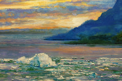Original art for sale at UGallery.com | Ice Flows on Yakutat Bay by Onelio Marrero | $1,350 | oil painting | 22' h x 28' w | thumbnail 4