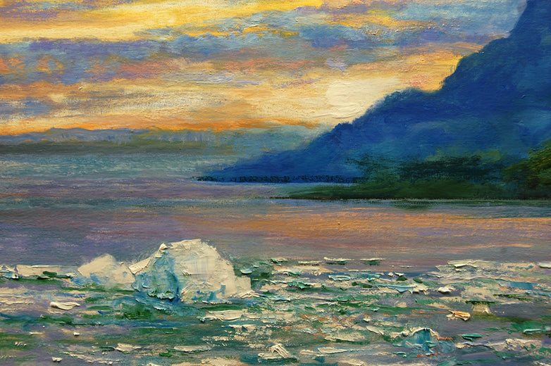 Ice Flows on Yakutat Bay by Onelio Marrero |   Closeup View of Artwork 