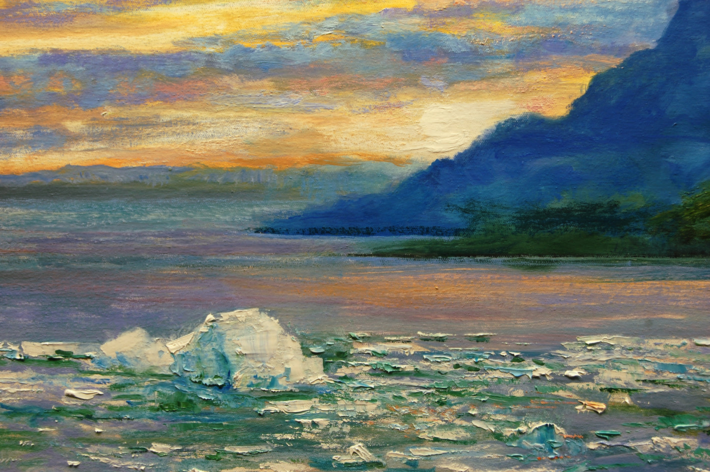 Ice Flows on Yakutat Bay by Onelio Marrero |  Closeup View of Artwork 