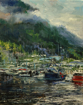 Original art for sale at UGallery.com | Ketchikan Marina by Onelio Marrero | $550 | oil painting | 10' h x 8' w