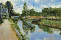 Original art for sale at UGallery.com | Lambertville Canal by Onelio Marrero | $1,025 | oil painting | 16' h x 20' w | thumbnail 4