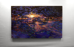 Original art for sale at UGallery.com | Last Light on the Water Lilies by Onelio Marrero | $2,575 | oil painting | 28' h x 44' w | thumbnail 3