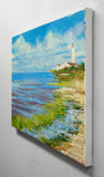 Original art for sale at UGallery.com | Lynde Point Saybrook Lighthouse by Onelio Marrero | $600 | oil painting | 11' h x 14' w | thumbnail 2