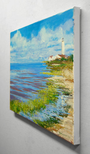 Lynde Point Saybrook Lighthouse by Onelio Marrero |  Side View of Artwork 