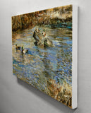 Original art for sale at UGallery.com | Mallard Pairs in Winter by Onelio Marrero | $950 | oil painting | 14' h x 24' w | thumbnail 2