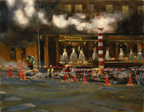 Original art for sale at UGallery.com | Manhattan Road Crew by Onelio Marrero | $925 | oil painting | 14' h x 18' w | thumbnail 1