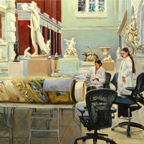 oil painting by Onelio Marrero titled Mending and Restoration
