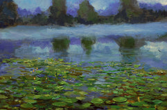 Original art for sale at UGallery.com | Morning Mist and Lilies by Onelio Marrero | $1,150 | oil painting | 18' h x 24' w | thumbnail 4