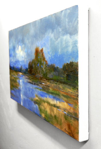 Morning Moon and Cloud Cover by Onelio Marrero |  Side View of Artwork 