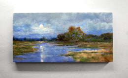 Original art for sale at UGallery.com | Morning Moon and Cloud Cover by Onelio Marrero | $1,025 | oil painting | 14' h x 28' w | thumbnail 3