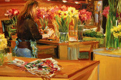 Original art for sale at UGallery.com | Mother's Day Rush by Onelio Marrero | $1,150 | oil painting | 18' h x 24' w | thumbnail 4
