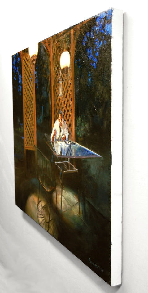 Night For Solitaire by Onelio Marrero |  Side View of Artwork 