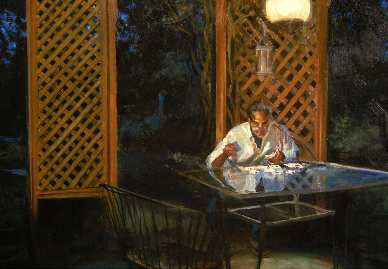 Night For Solitaire by Onelio Marrero |  Closeup View of Artwork 