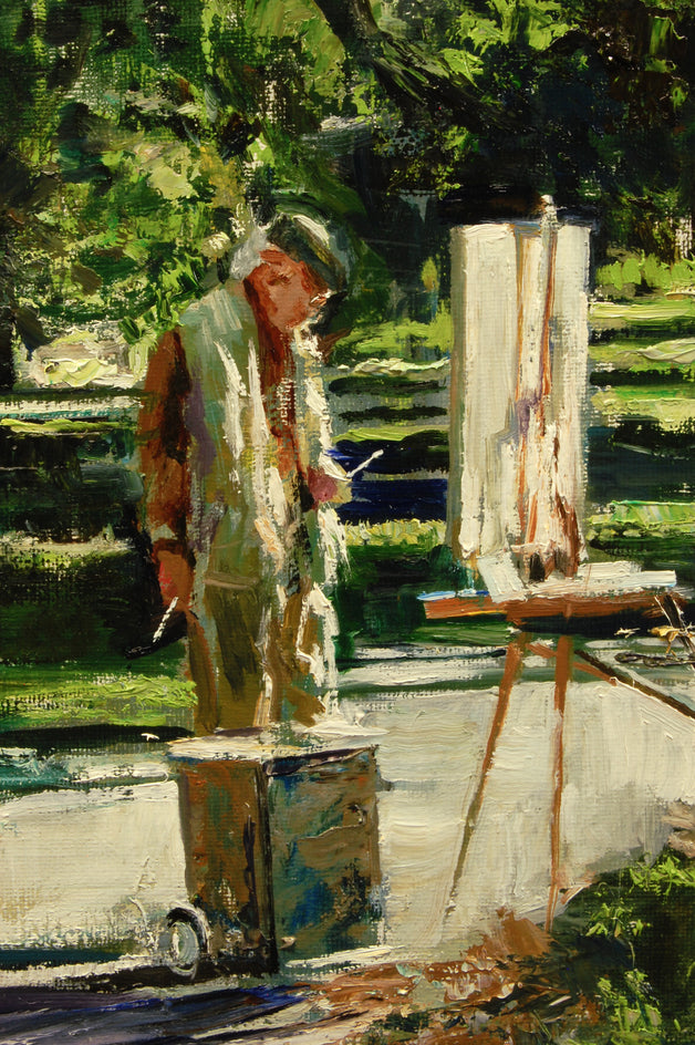 Plein Air Painter on the Common by Onelio Marrero |  Closeup View of Artwork 